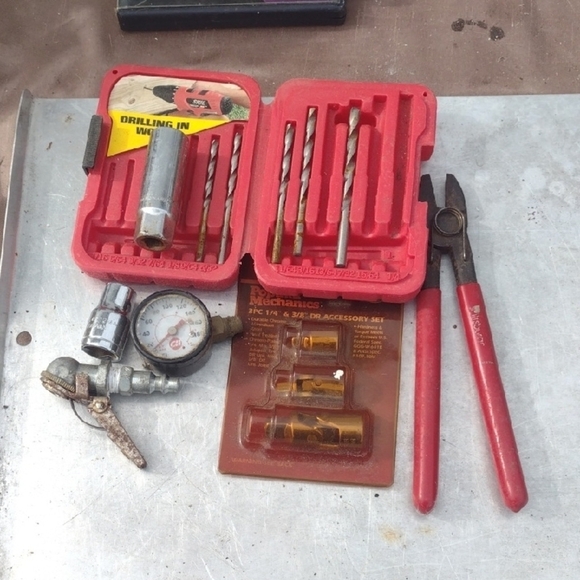 Red Drill Bit Set and Pliers - Picture 1 of 5